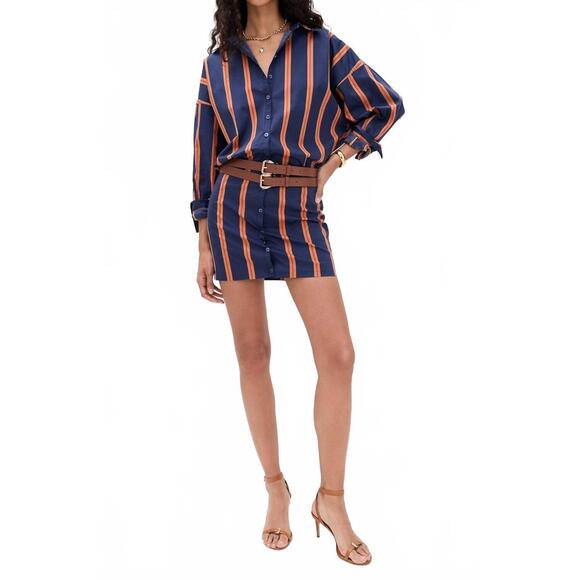 NEW STAUD cynthia long sleeve mini dress in railroad stripe - Picture 5 of 6